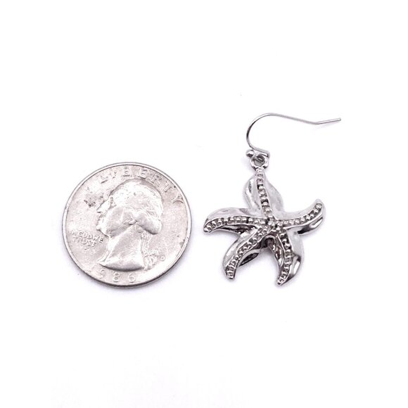 Starfish Dangle Earrings With Silver-Tone Finish And Textured Details For Women - Picture 8 of 8